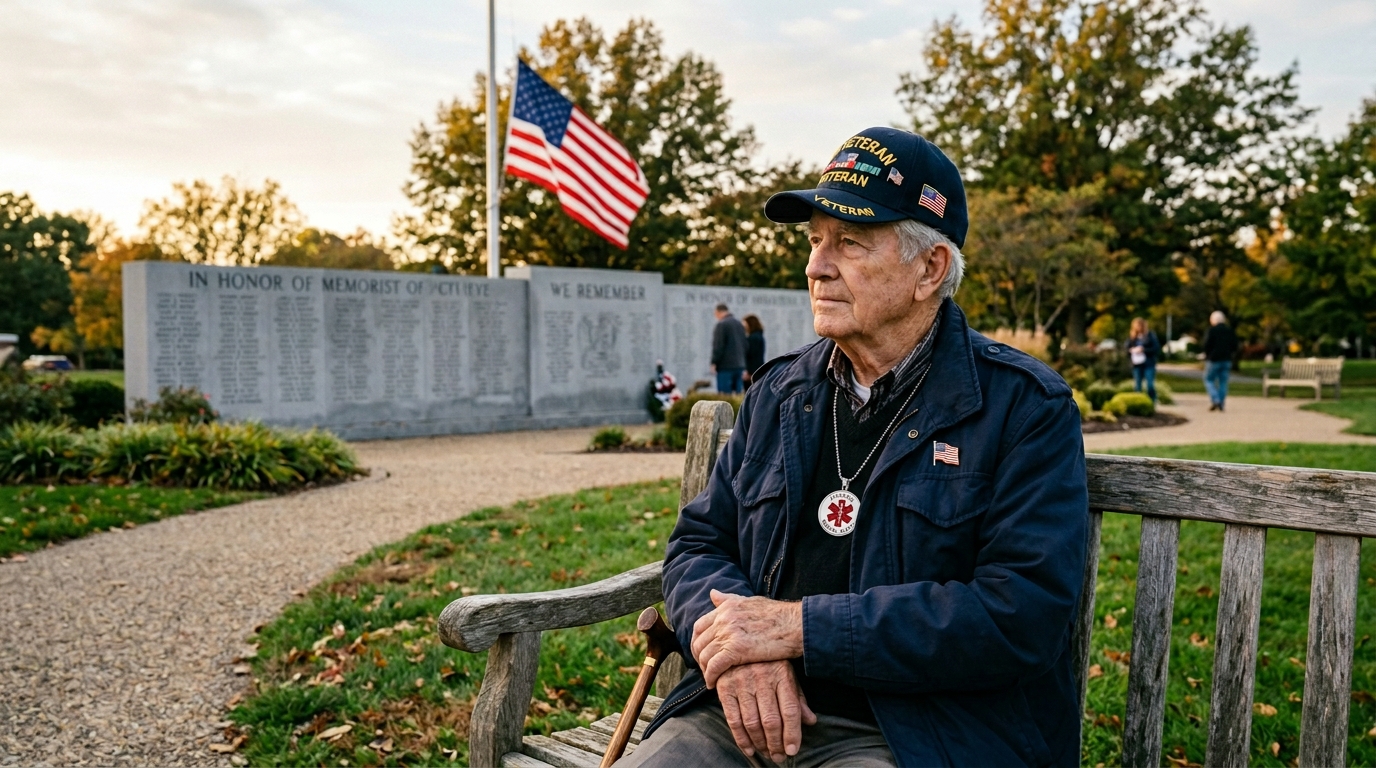 Veteran reviewing medical alert system options